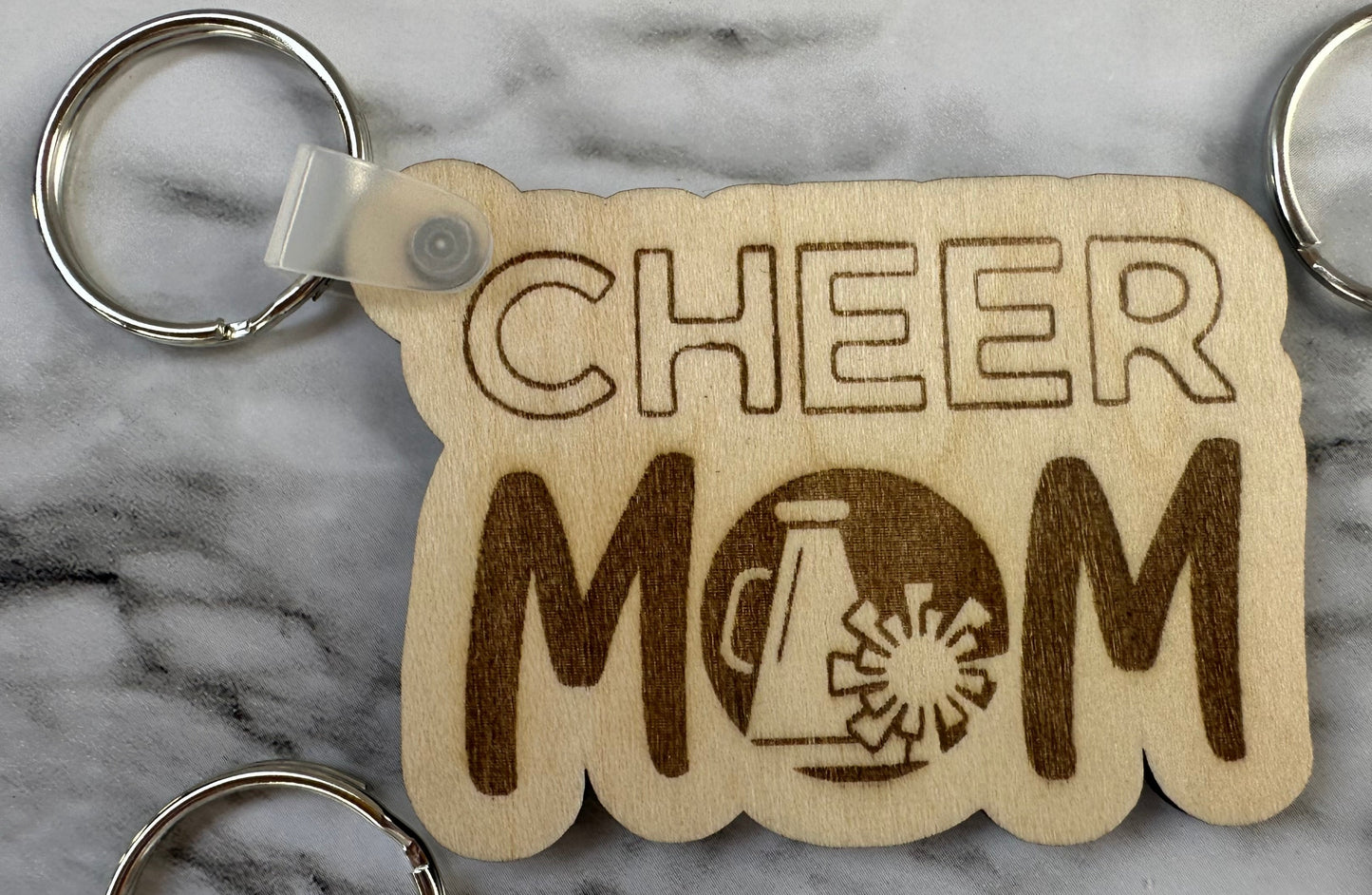 Sport Mom Keychains laser Cut Engraved.