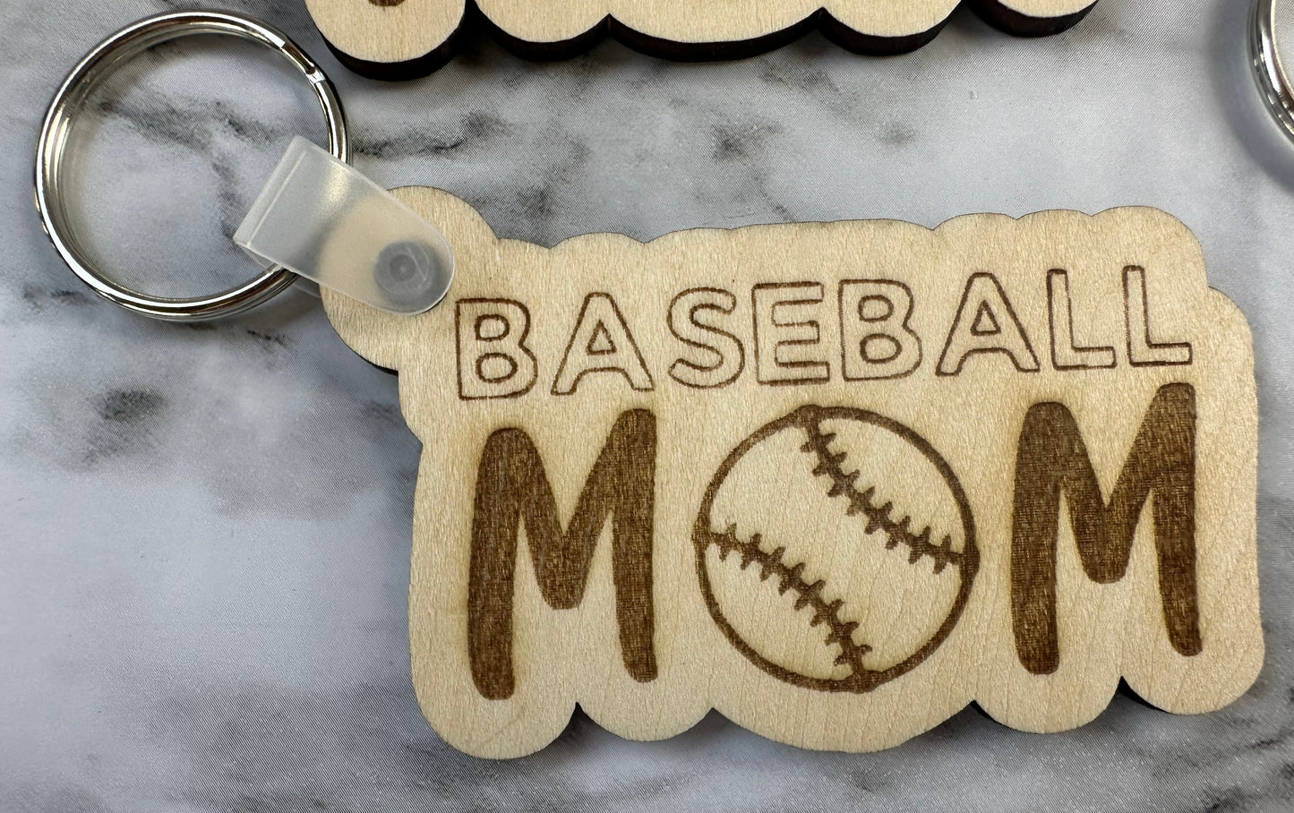 Sport Mom Keychains laser Cut Engraved.