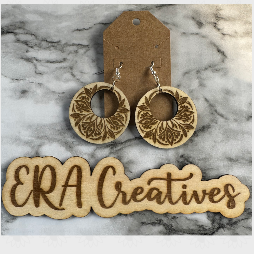 Round Floral Laser Earrings