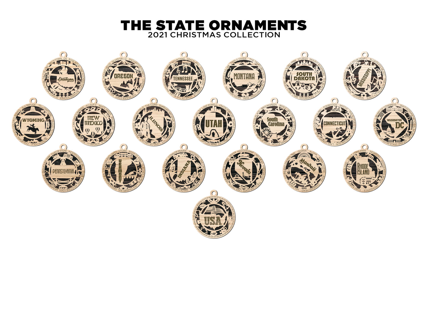 State Ornament Laser Cut and Engraved