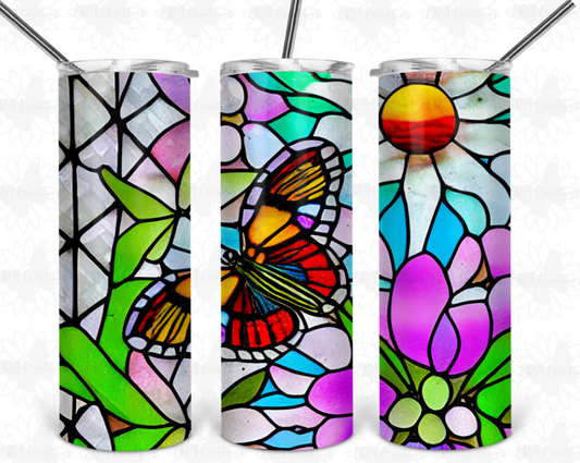 Stained Glass Butterfly Daisy