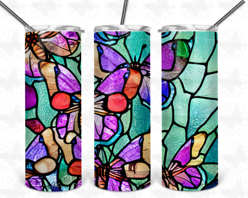 Stained Glass Butterfly Teal