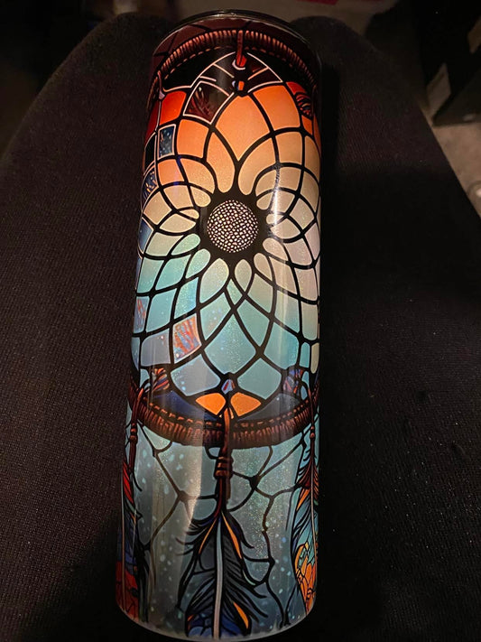 Whoopsie Tumbler Stained Glass Dream Catcher on Shimmer Tumbler