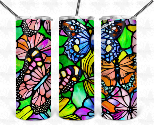 Stained Glass Multiple Butterflies