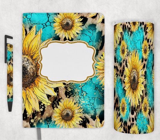 Leopard and Sunflower Journal/Pen/Tumbler Sets
