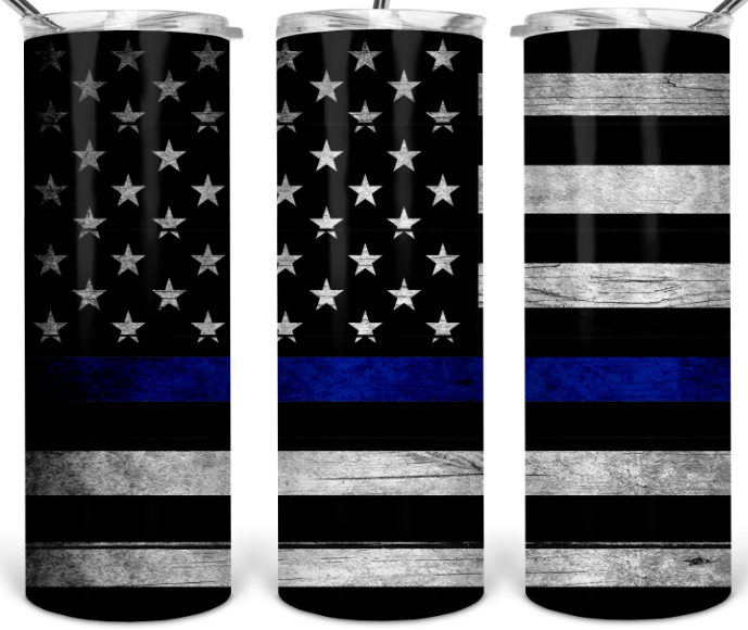 Thin Blue Line American Flag Police Tumbler