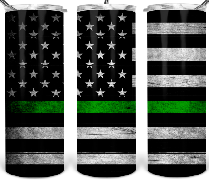Thin Green Line American Flag Military Tumbler