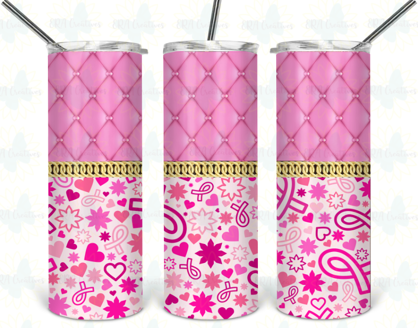 Breast Cancer Leather Tumbler