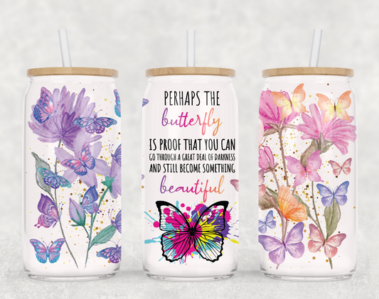 Beautiful Butterfly Glass Cup