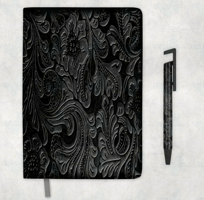 Black Embossed Look Journal/Pen