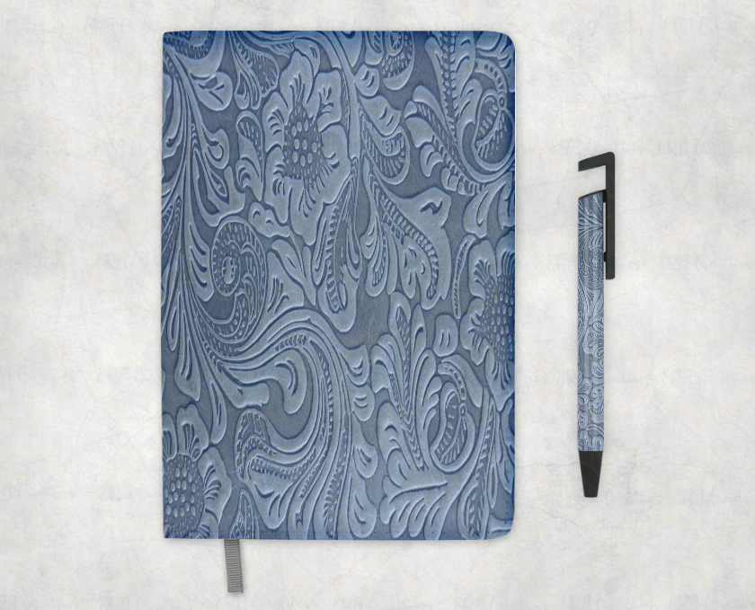 Blue Embossed Look Journal/Pen