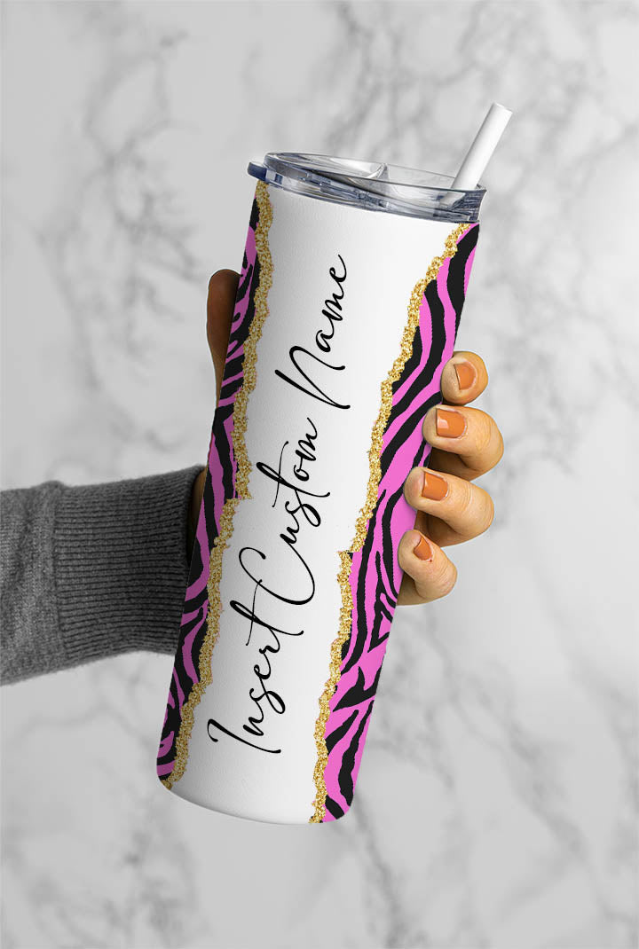 Purple Zebra Name Tumbler