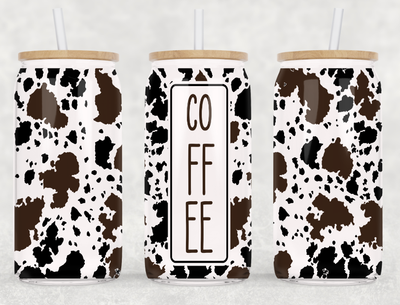 Cow Print Coffee Glass Cup