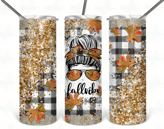 Fall Vibes Mom Bun Tumbler