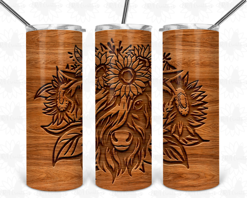 Highland Cow Woodgrain