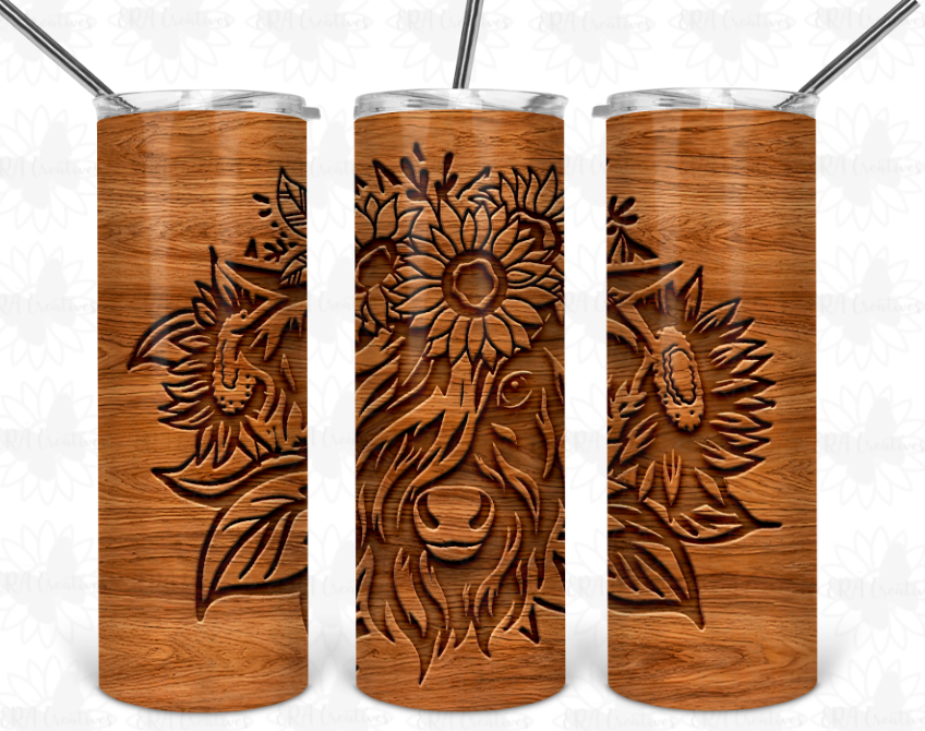 Highland Cow Woodgrain