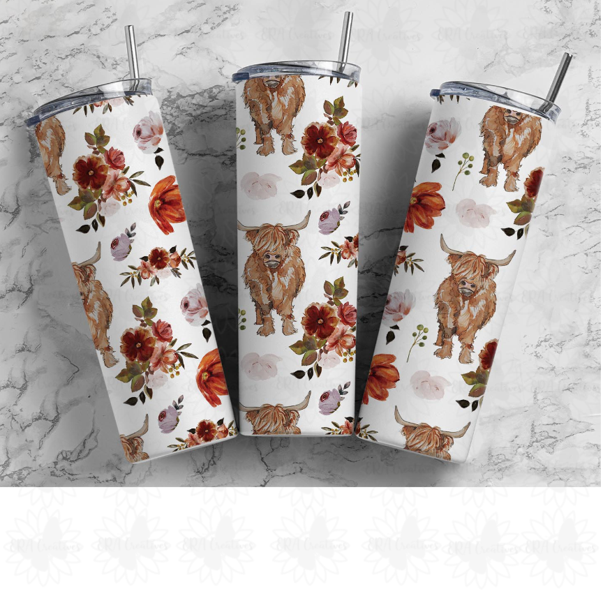 Highland Floral Red Cow Tumbler