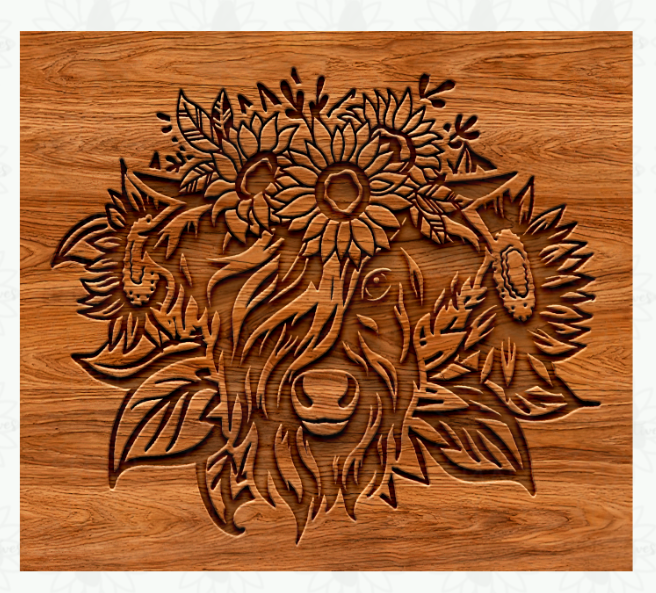 Highland Cow Woodgrain