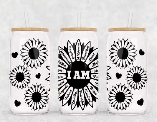 I Am Sunflower Coffee Glass Cup