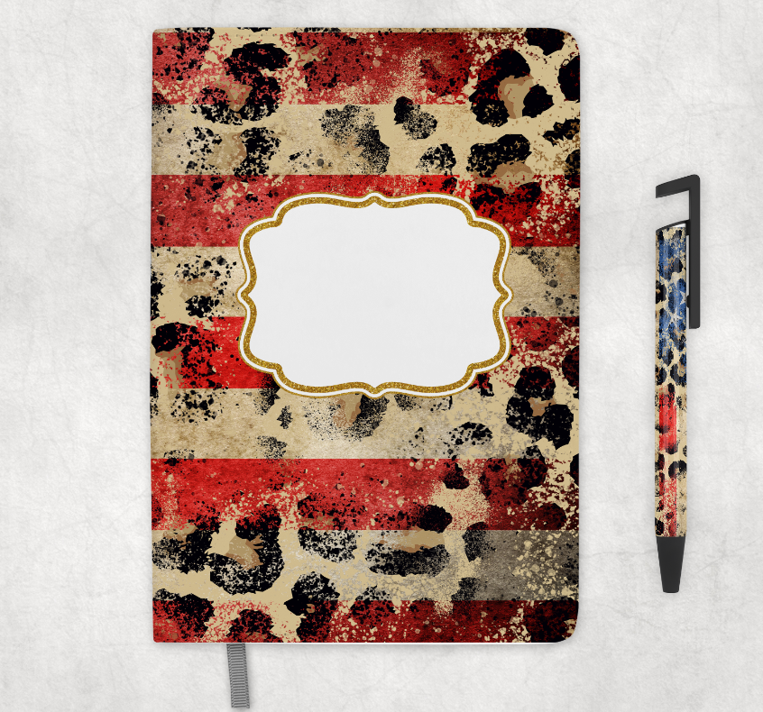American Flag Leopard Journal/Pen/Tumbler Sets