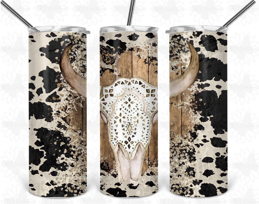 Lace Skull Cow Tumbler