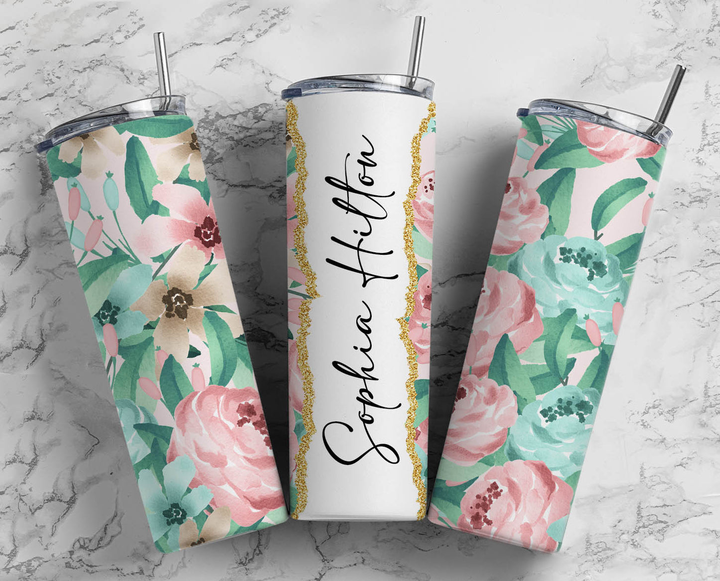 Floral Name Tumbler