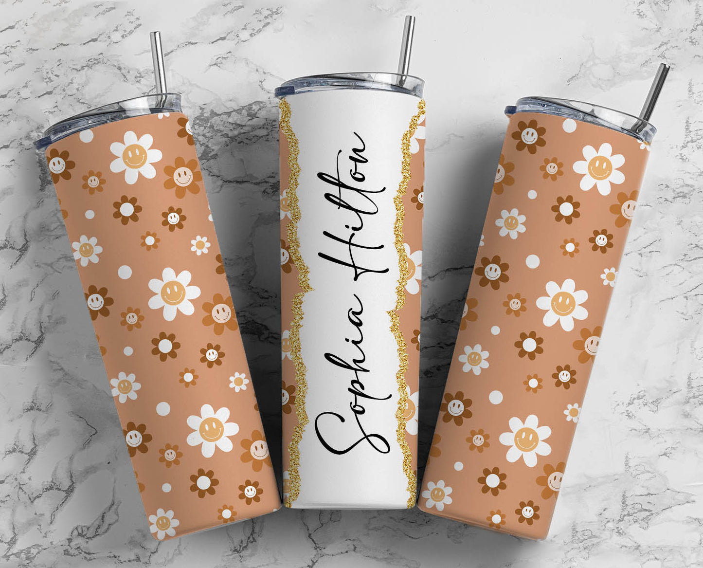 Happy Daisy Name Tumbler