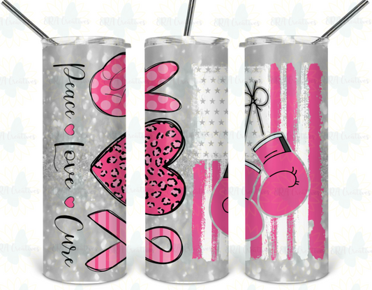 Peace Love Cure Breast Cancer Tumbler