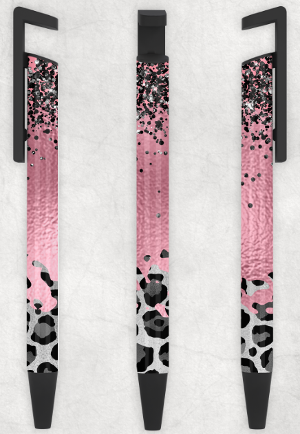 Pink and Grey Leopard Personalized Pen