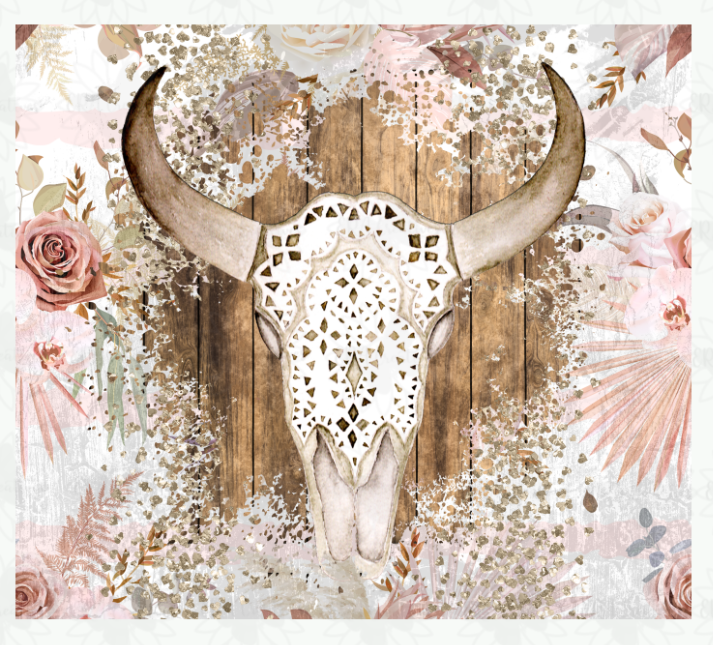 Pink Lace Cow Skull