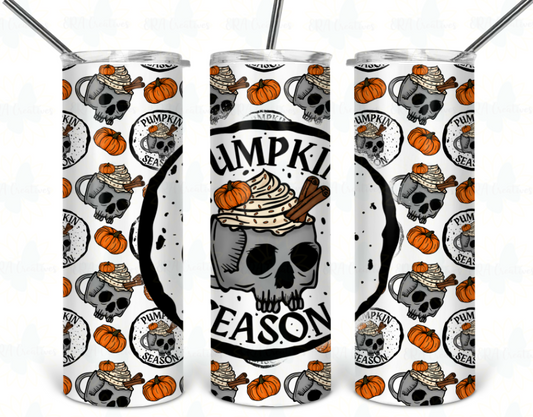 Pumpkin Season Skull Tumbler