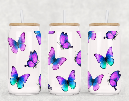 Purple Butterfly Coffee Glass Cup