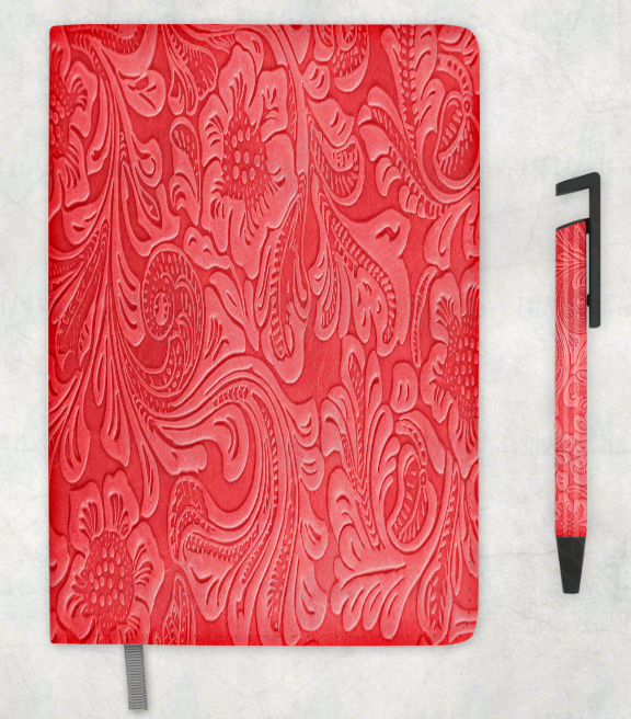 Red Embossed Look Journal/Pen