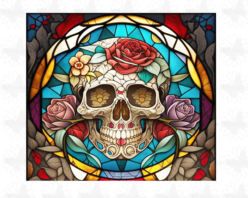 Rose Skull Stained Glass Tumbler