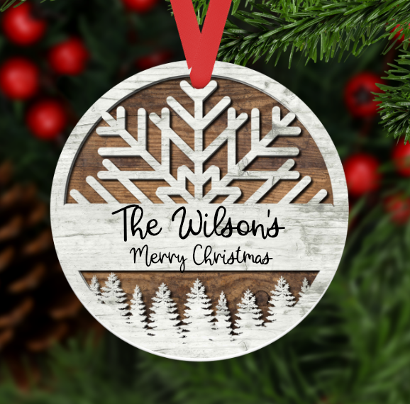 Snowflake Trees Personalized Christmas Ornament