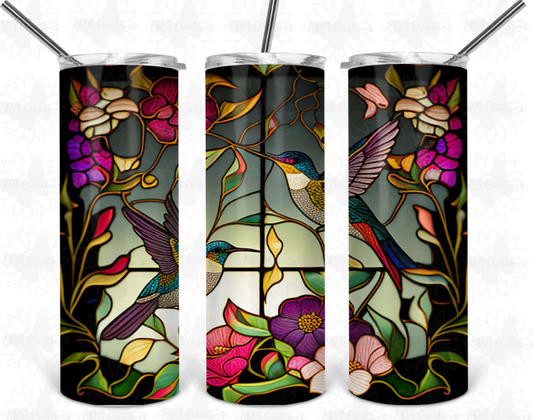 Stained Glass Hummingbirds Tumbler