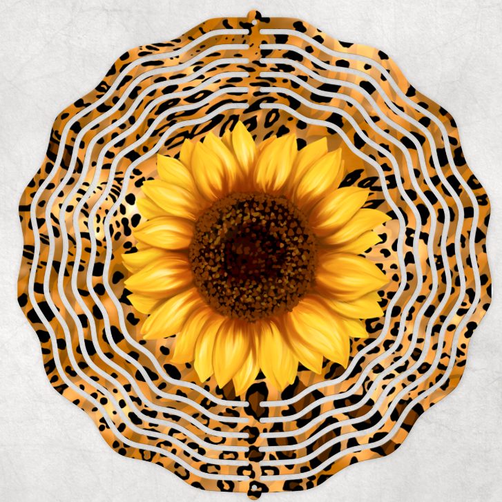 Sunflower Leopard Flag Wind Spinner