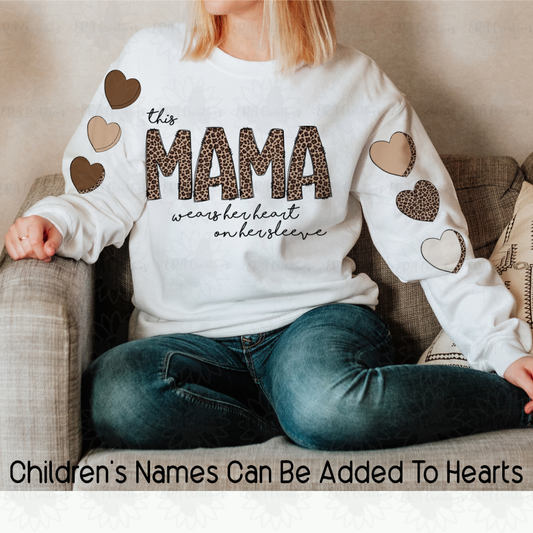 This Mama Wears Her Heart On her Sleeve Leopard