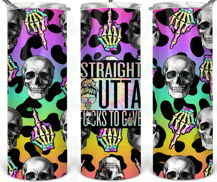 Straight Outta Fucks To Give Neon Leopard Tumbler