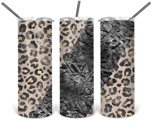 Leopard Leather Print Tumbler