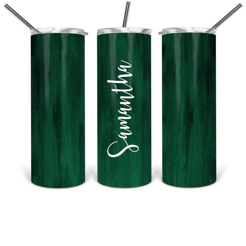 Green Woodgrain Personalized Tumbler