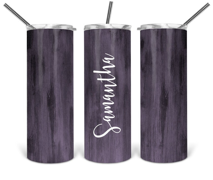 Lavender Woodgrain Personalized Tumbler