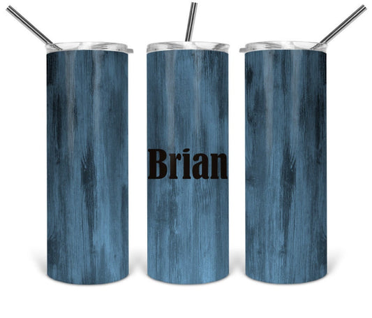 Light Blue Woodgrain Personalized Tumbler