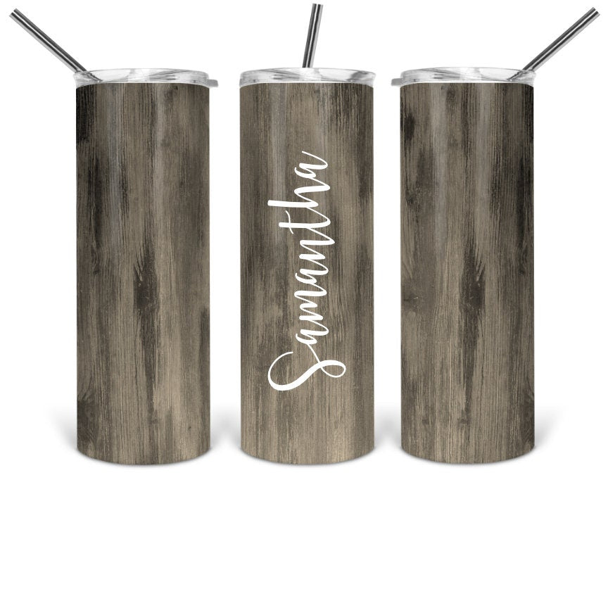 Light Wood Woodgrain Light Wood Personalized Tumbler