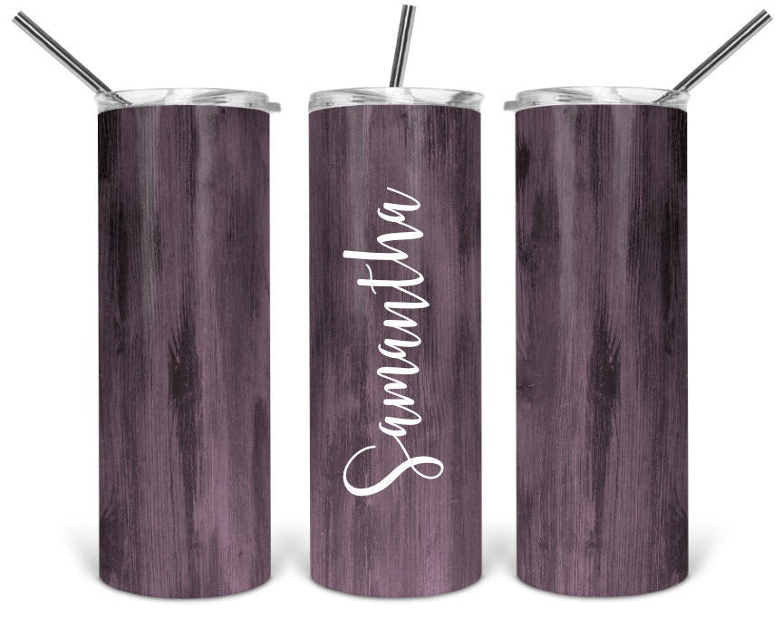 Pink Woodgrain Personalized Tumbler