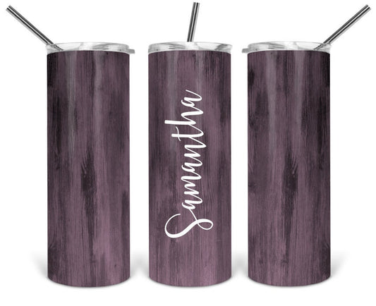 Pink Woodgrain Personalized Tumbler