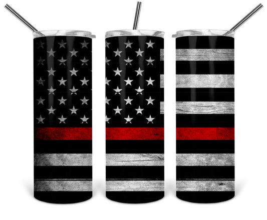Thin Red Line American Flag Firefighter Tumbler