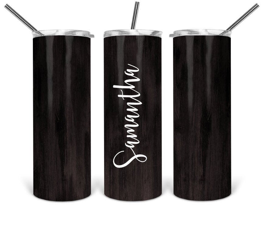 Dark Wood Woodgrain Personalized Tumbler