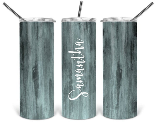 Mint Woodgrain Personalized Tumbler