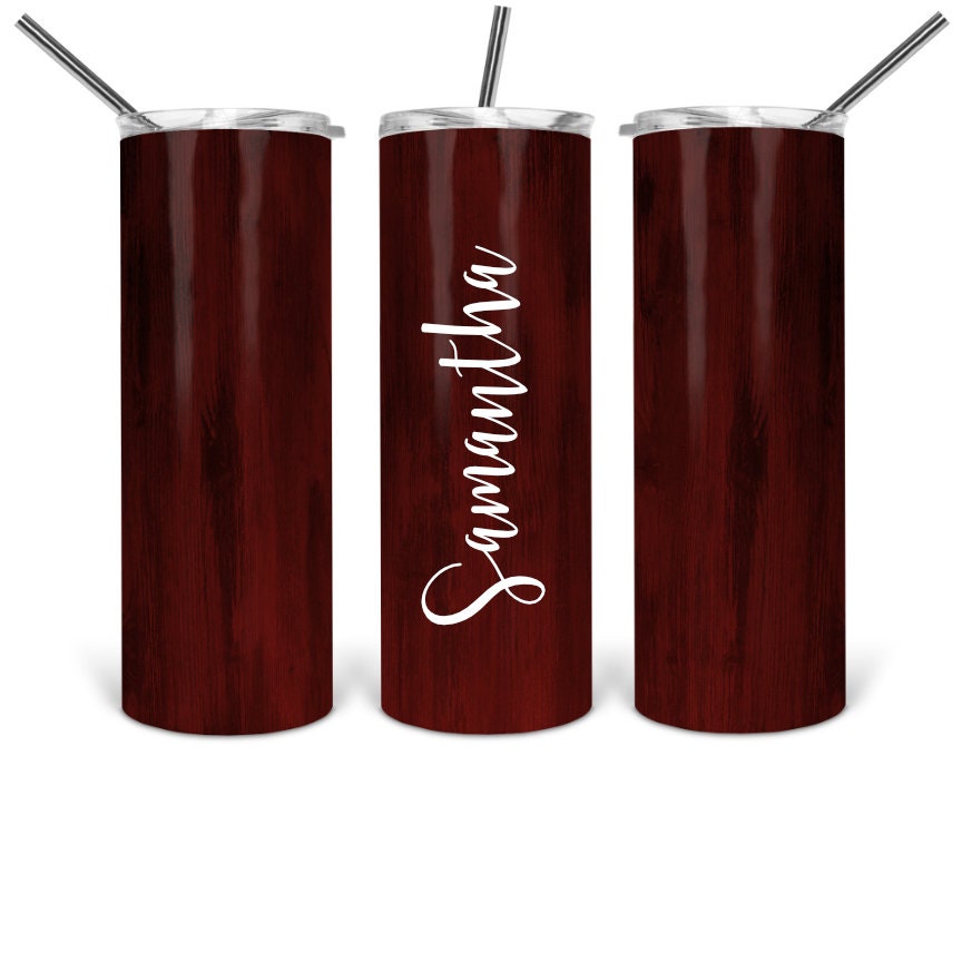 Red Woodgrain Personalized Tumbler